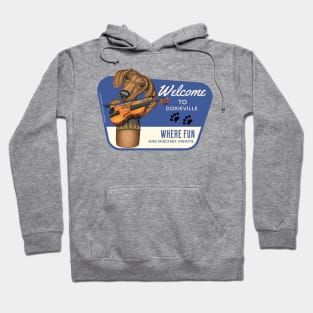 Cute Doxie Dog playing violin in Doxieville, USA Hoodie